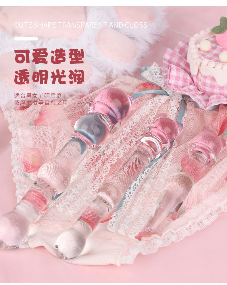 SM sex toy transparent crystal glass dildo massage stick penis masturbator cute styling adult products