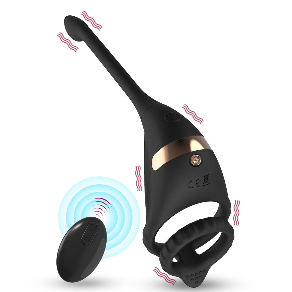 【APP Application】Wholesale from adult products manufacturers, Dragon Knight APP remote control double ring double shock lock fine ring backyard silicone anal plug couple
