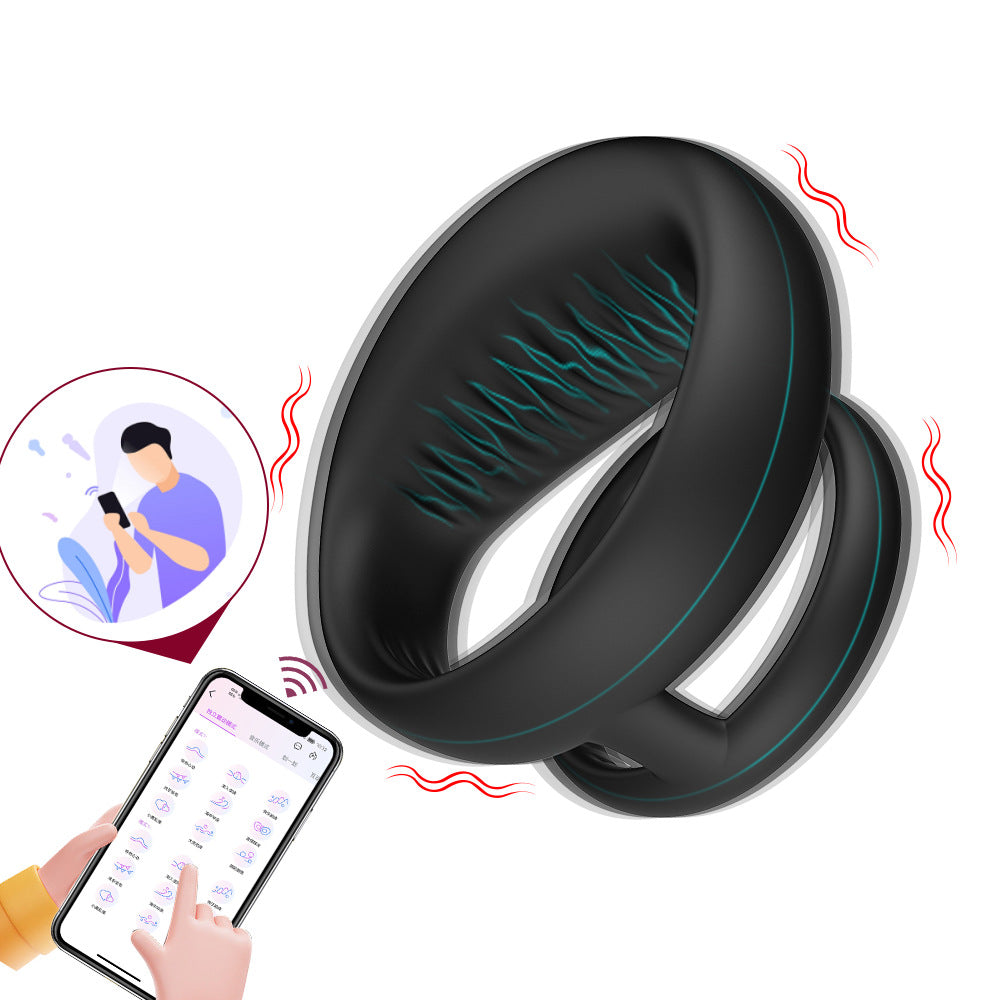 【APP Application】Adult products manufacturers wholesale APP double shock double ring delay lock fine ring husband and wife share male JJ ring speed