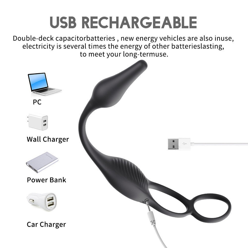 【recommend】Locking ring wearing prostate male and female sympathetic double stimulation massager adult sex toy