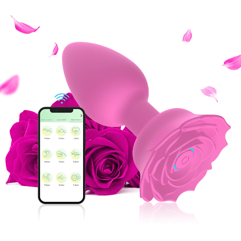 【APP Application】Wholesale from adult products manufacturers, enchantress charging APP remote control rose silicone backyard anal plug female masturbator