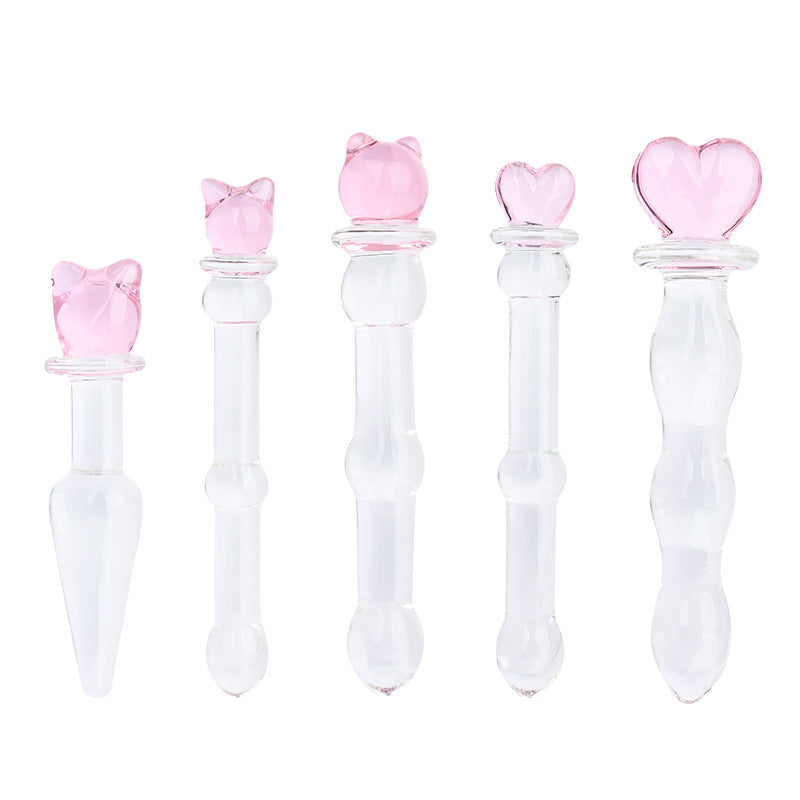 SM sex toy transparent crystal glass dildo massage stick penis masturbator cute styling adult products