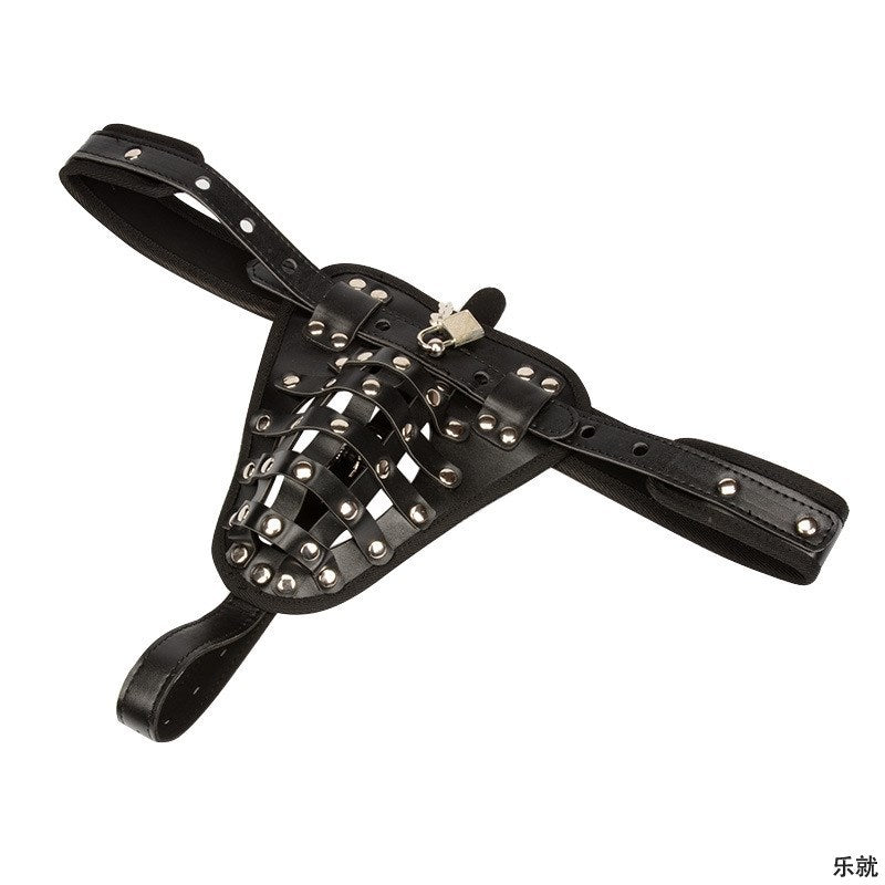 【Chastity Lock】Anti-Cheating Panties Lock Leather Pants Sexy Chastity Pants Birdcage Lock Abstinence Penis Men Male Ring