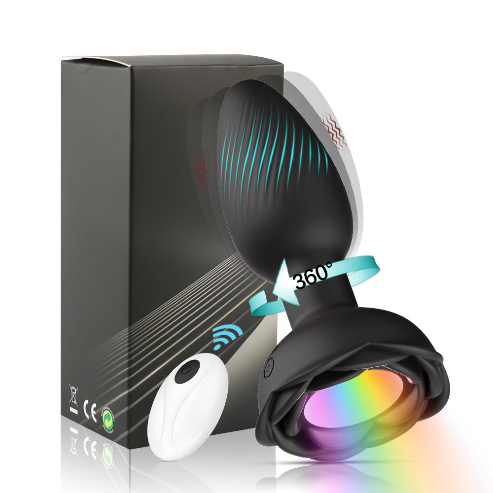 【APP Application】Hayley 2nd generation APP remote control luminous rotation twist vibration rose backyard anal plug silicone men and women masturbation massager