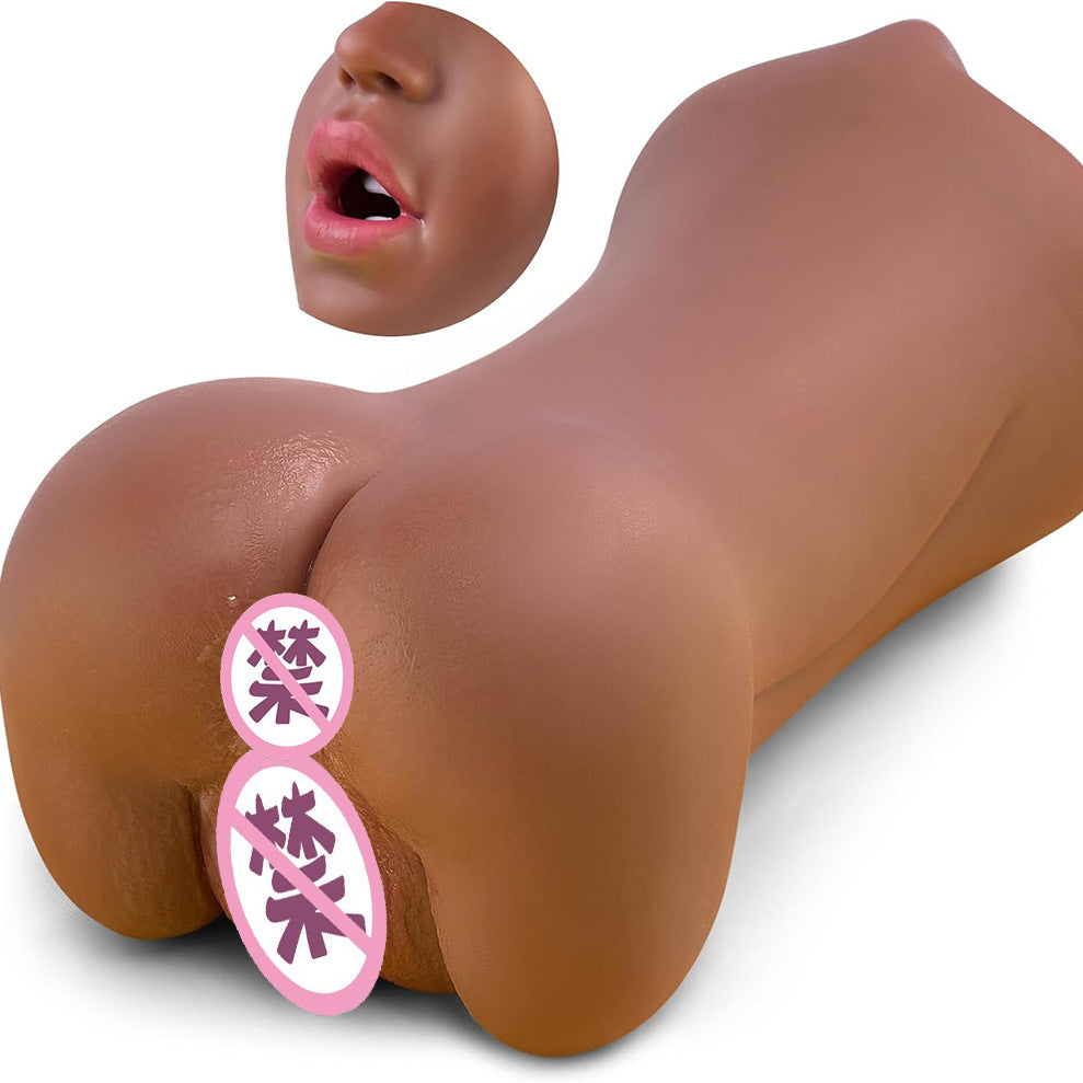 Realistic skin pattern, tee mouth, yin and anus, double head, name device, inverted mold, cross-border brown men's masturbation, adult products