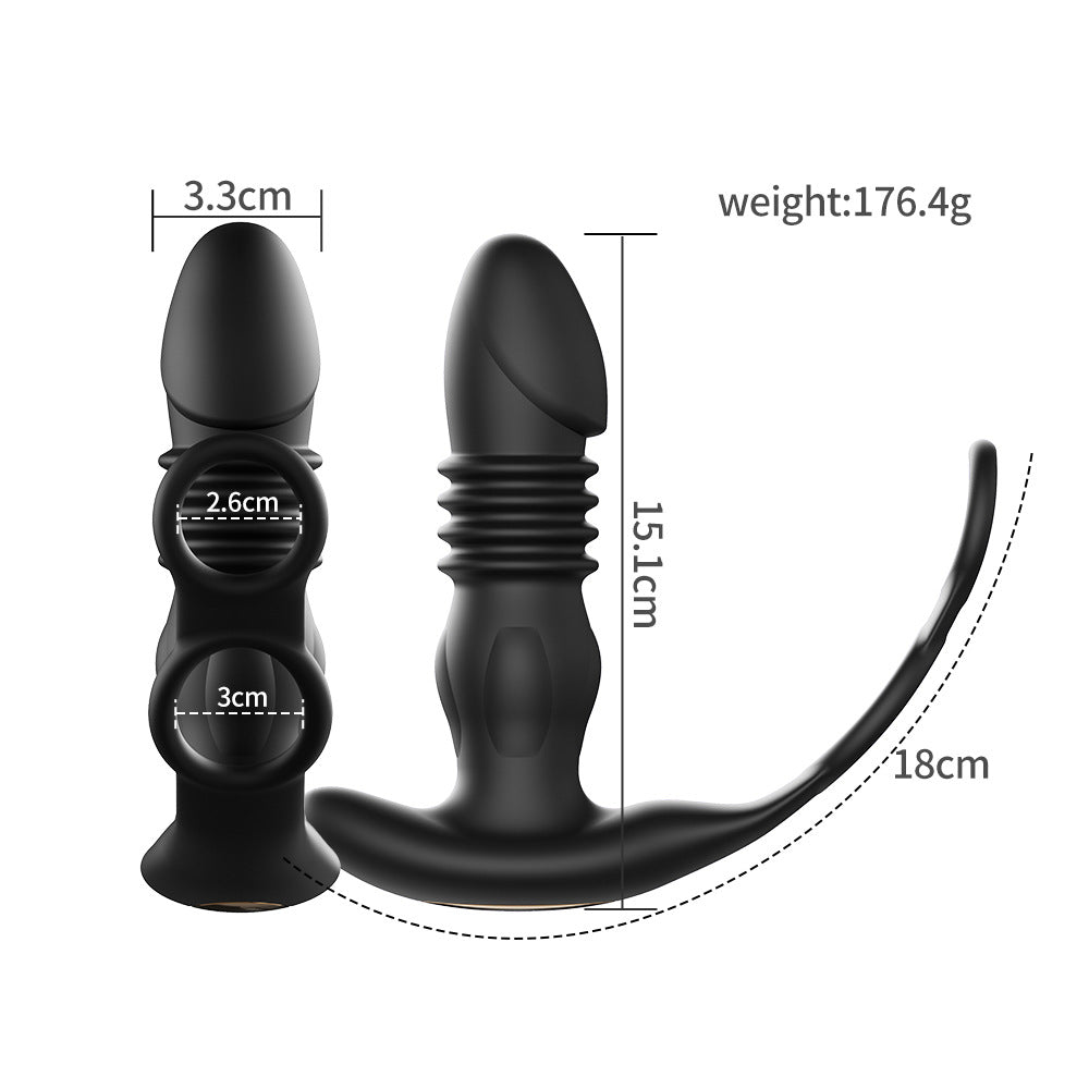 【APP Application】Adult products manufacturers wholesale crescent moon app remote control double ring simulation telescopic lock fine ring backyard silicone anal plug