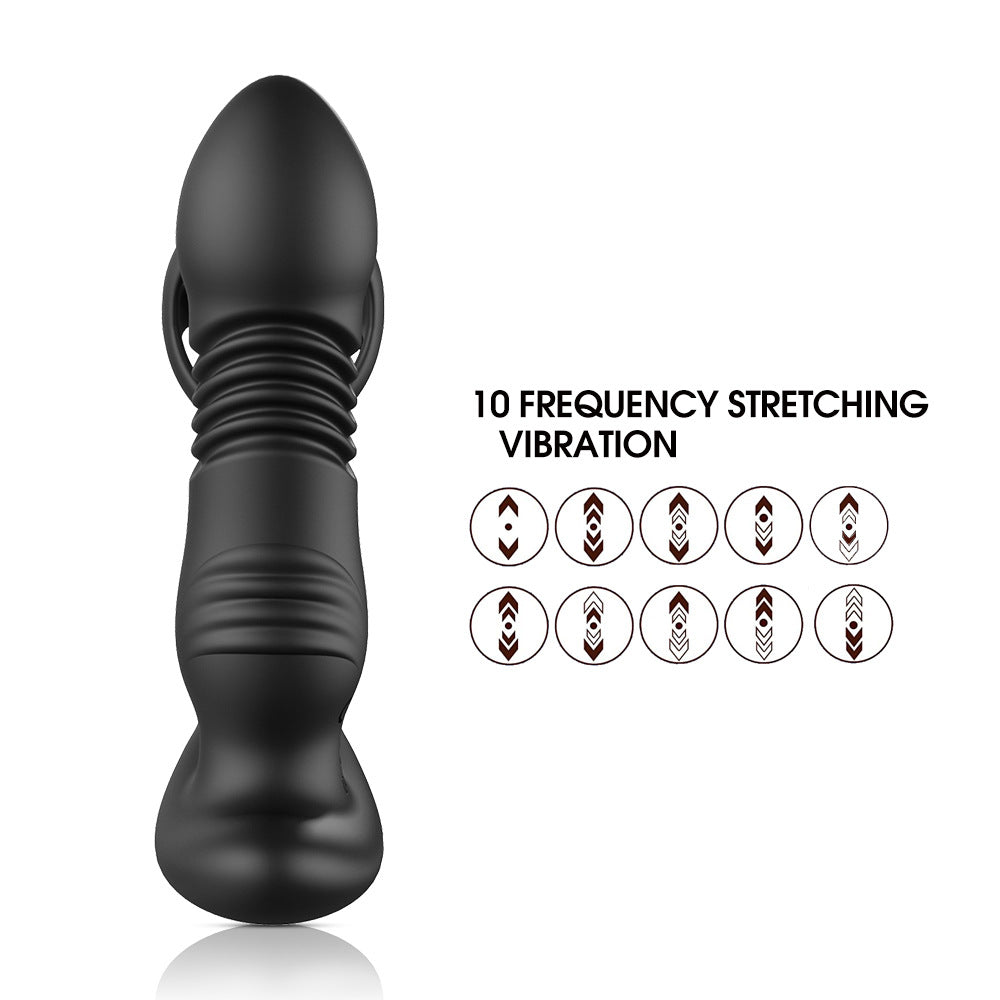 【APP Application】Adult products manufacturers wholesale crescent moon wireless remote control APP telescopic double shock three ring backyard prostate anal plug