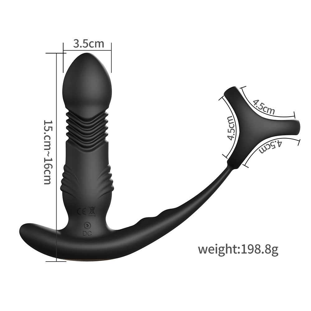 【APP Application】Adult products manufacturers wholesale crescent moon wireless remote control APP telescopic double shock three ring backyard prostate anal plug