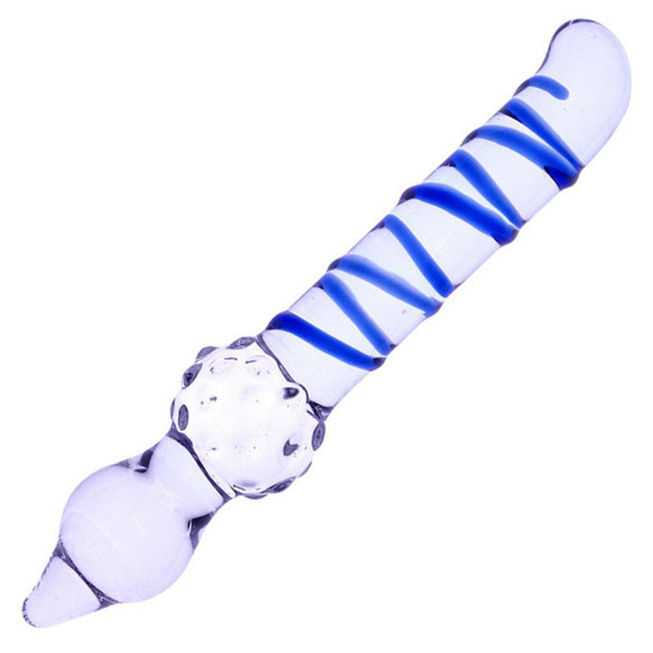 Striped sex adult products transparent glass penis ice and fire women's masturbation device backyard anal plug