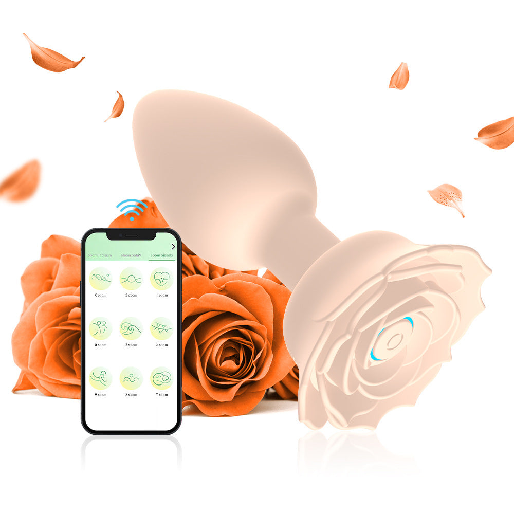 【APP Application】Wholesale from adult products manufacturers, enchantress charging APP remote control rose silicone backyard anal plug female masturbator