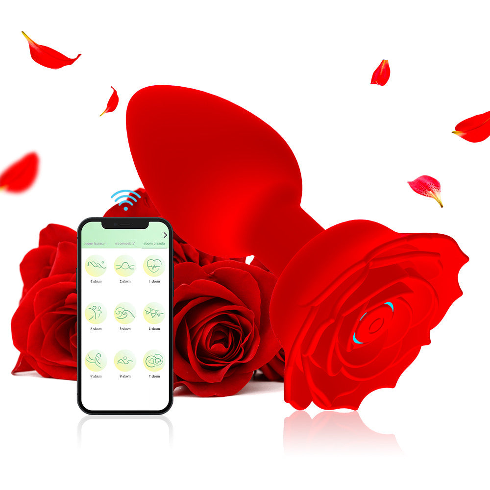 【APP Application】Wholesale from adult products manufacturers, enchantress charging APP remote control rose silicone backyard anal plug female masturbator