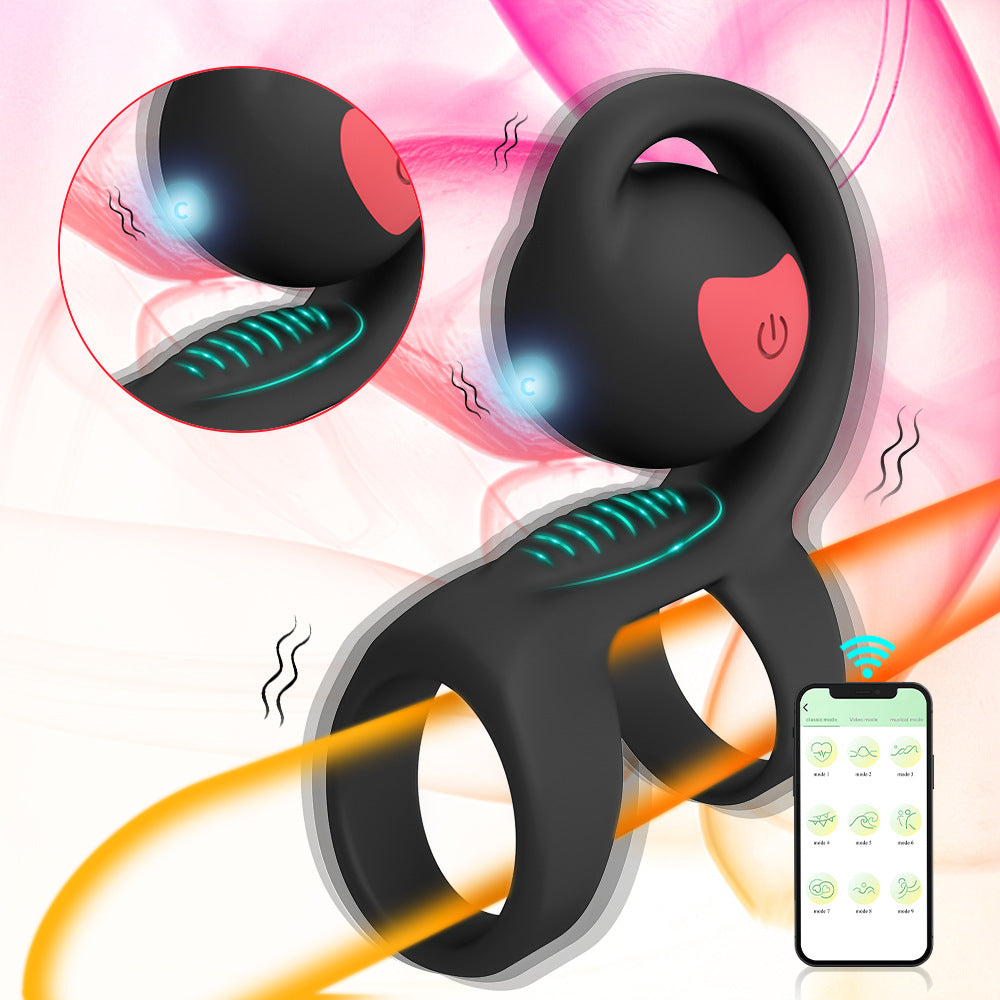 【APP Application】Snail lock fine ring wireless APP remote control silicone ring double motor vibration husband and wife products adult products manufacturer approval