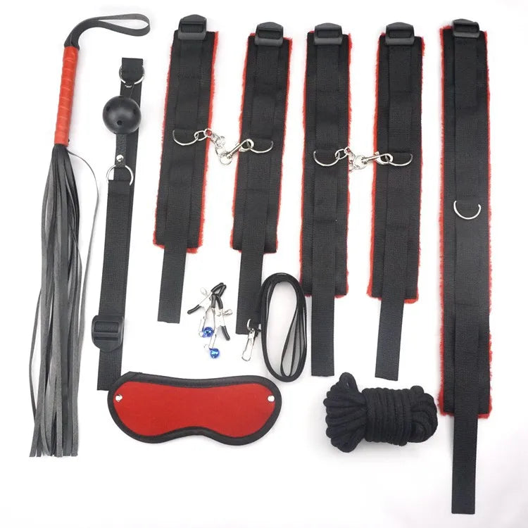 Whip Handcuffs Foot Cuffs Eyeshade AV Gags Muzzles Bundling Restrict SP/SM Products Adult Games Tease Sex Toys Bondage Gear