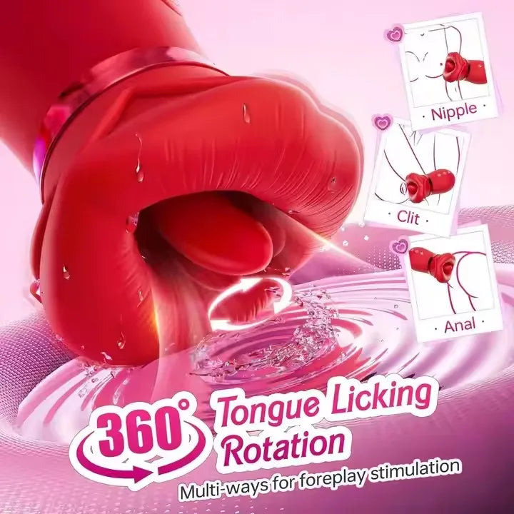 Vibrator Oral Tongue Stimulator Female G Spot Clitoral Stimulation Vibration AV Vibrator Sex Licking And Sucking Cit Rose