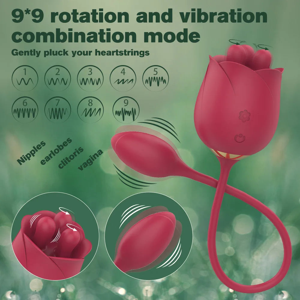 9 Speed Vibrators Stimulator Clitoris Massager Sex Toys Female Vagina Sex Products Licking And Sucking Rose Masturbation Toy