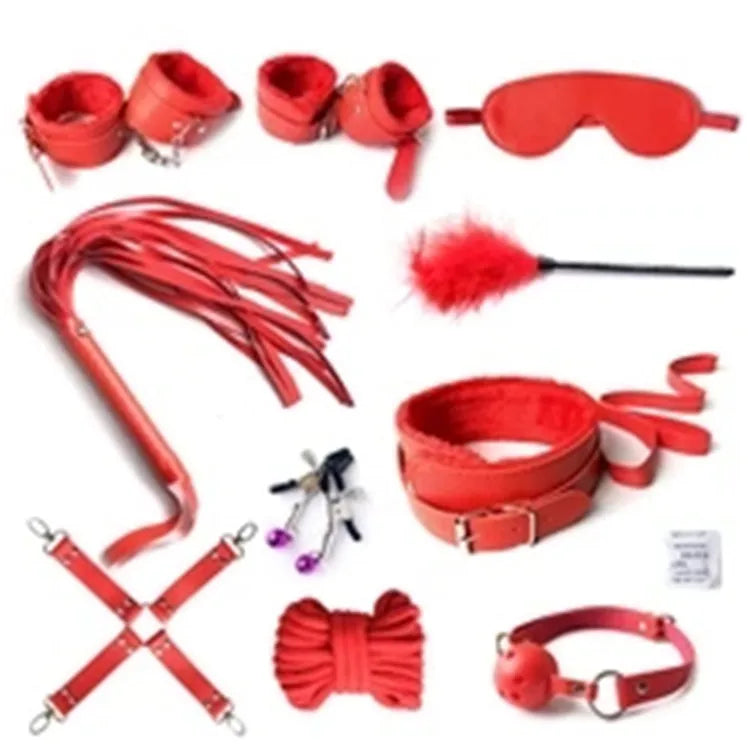 Whip Handcuffs Foot Cuffs Eyeshade AV Gags Muzzles Bundling Restrict SP/SM Products Adult Games Tease Sex Toys Bondage Gear