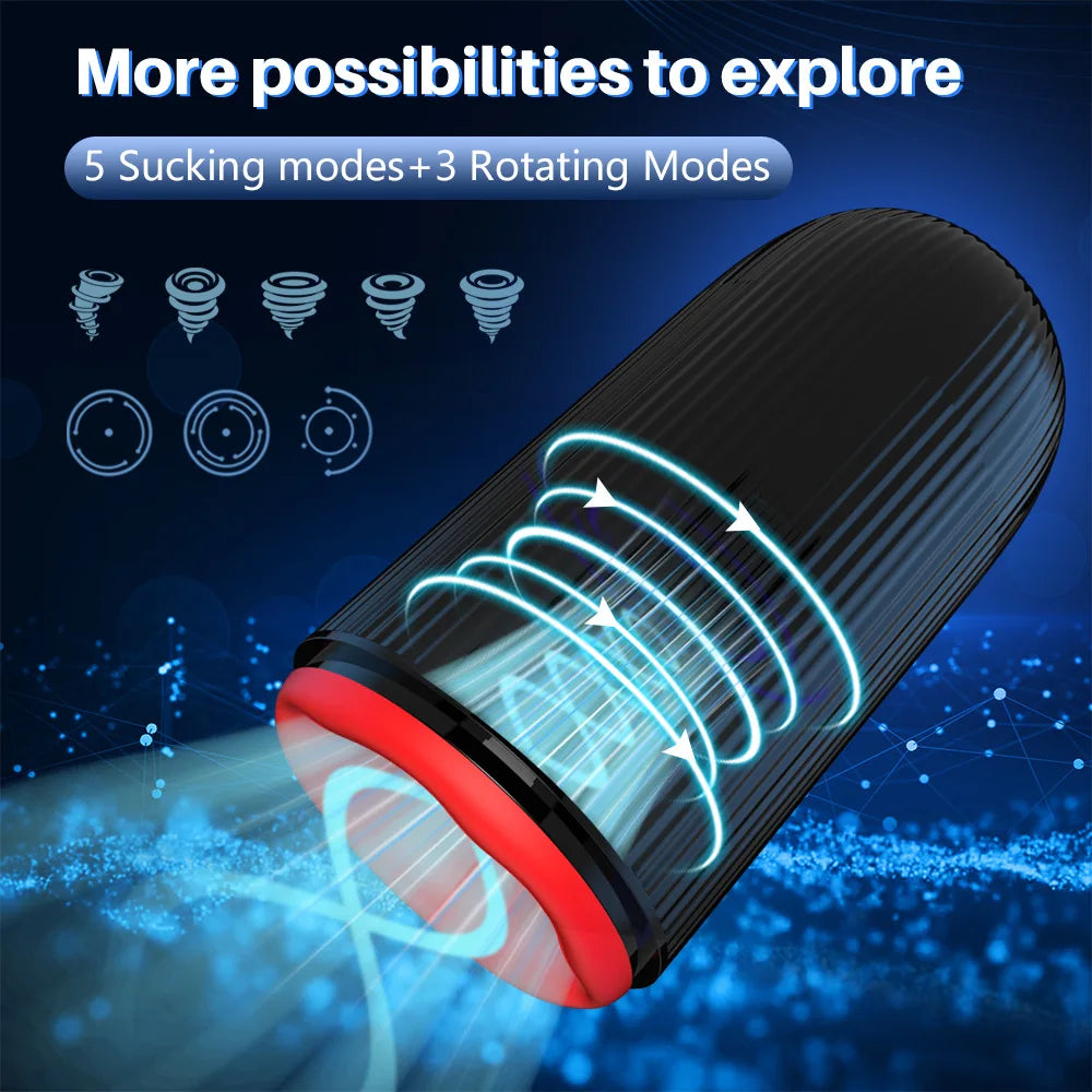 Masturbation Cup Male Telescopic Rotating Masturbator Capsule Auto Sucking Aircraft Cup Piston Sex Products for Man's Vibrators