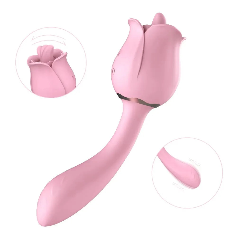 9 Speed 2 in 1 Vibrator Stimulator Clitoris Massager Sex Toys Women Vagina Licking And Sucking Rose Masturbation Sex Products