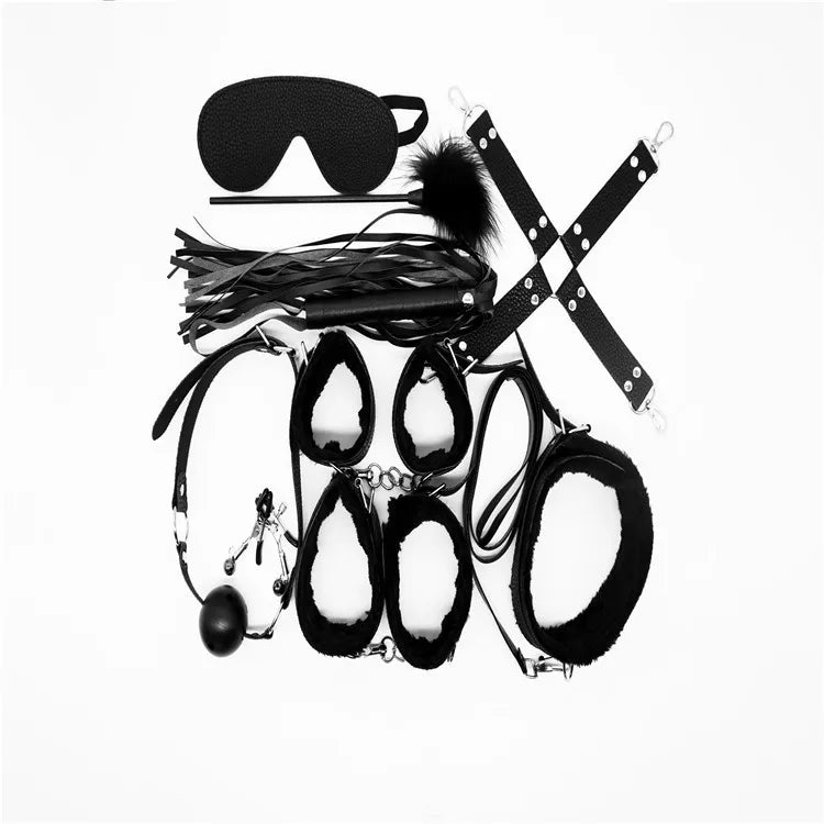 Whip Handcuffs Foot Cuffs Eyeshade AV Gags Muzzles Bundling Restrict SP/SM Products Adult Games Tease Sex Toys Bondage Gear