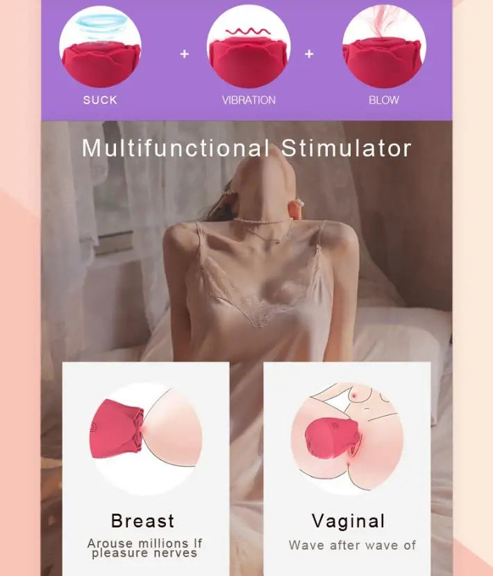 Sucking Vibrator Stimulator Clitoris Massager Sex Toys Women Vagina Licking And Sucking Rose Vibration Sex Products Noctilucent