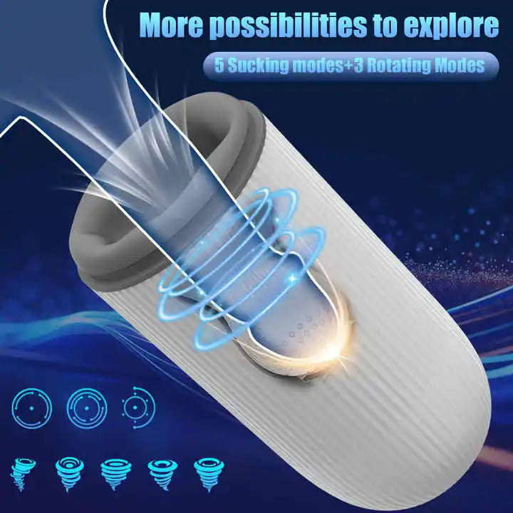 Masturbation Cup Male Telescopic Rotating Masturbator Capsule Auto Sucking Aircraft Cup Piston Sex Products for Man's Vibrators