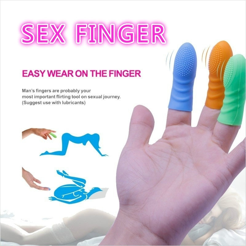 غطاء حماية إصبع تدليك الجسم من السيليكون للنساء، لعبة جنسية للبالغين للنساء، لون عشوائي