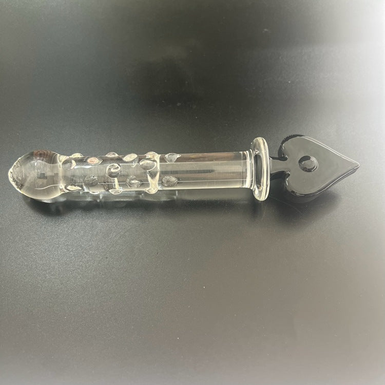 Plum blossom heart spade square crystal glass penis backyard sex female masturbator ice fire stick sex products