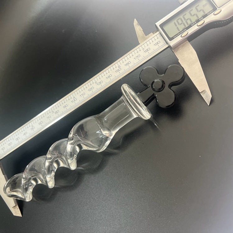 Plum blossom heart spade square crystal glass penis backyard sex female masturbator ice fire stick sex products