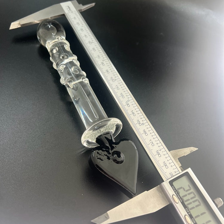 Plum blossom heart spade square crystal glass penis backyard sex female masturbator ice fire stick sex products