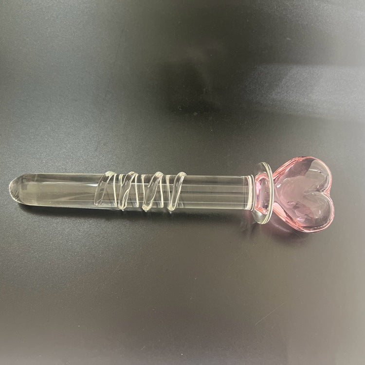 Plum blossom heart spade square crystal glass penis backyard sex female masturbator ice fire stick sex products