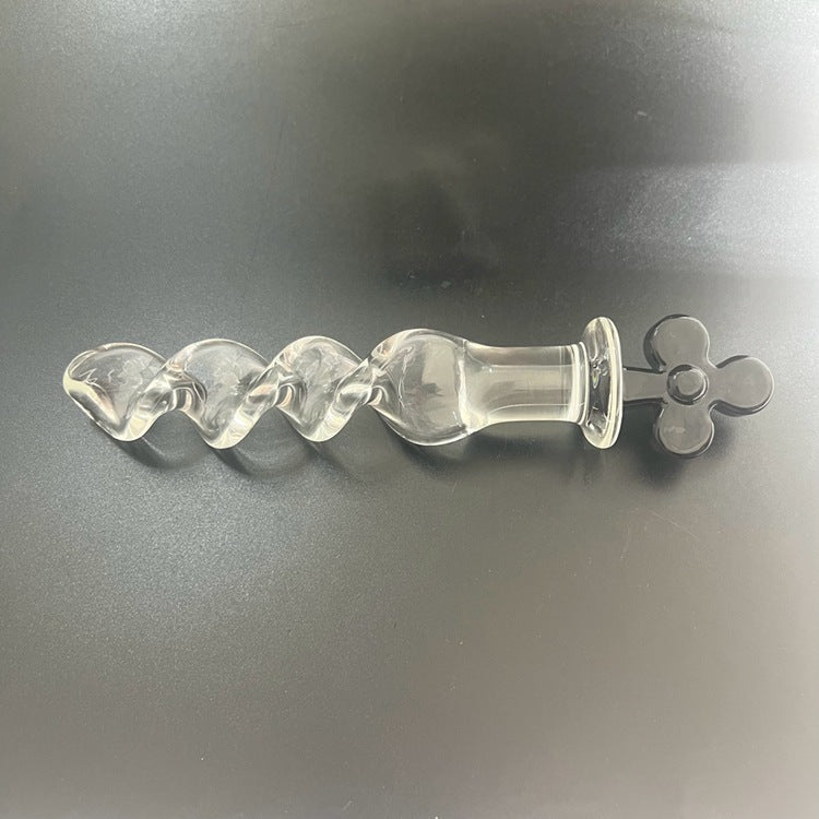 Plum blossom heart spade square crystal glass penis backyard sex female masturbator ice fire stick sex products