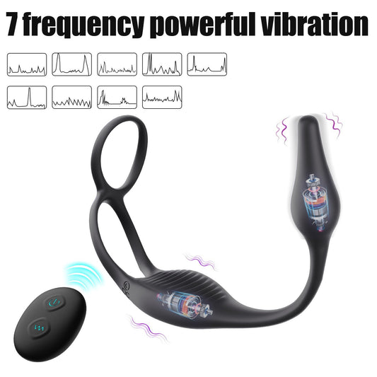 【recommend】Locking ring wearing prostate male and female sympathetic double stimulation massager adult sex toy