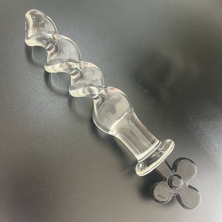 Plum blossom heart spade square crystal glass penis backyard sex female masturbator ice fire stick sex products