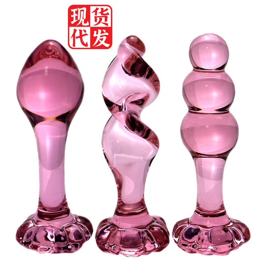 Anal plug pull bead threaded glass anal plug women's primary anal dilation small adult products