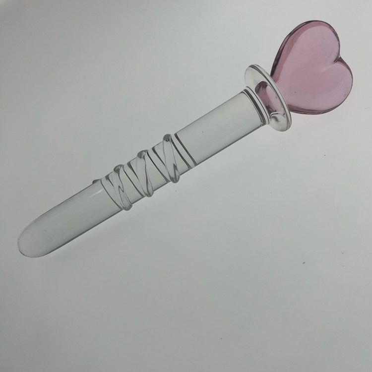 Plum blossom heart spade square crystal glass penis backyard sex female masturbator ice fire stick sex products
