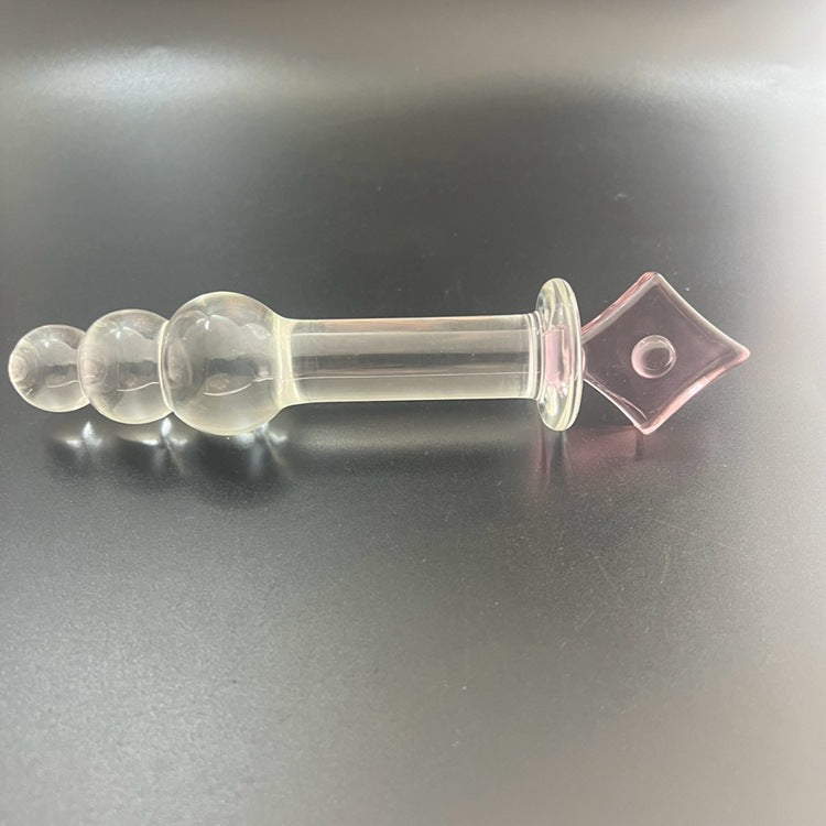 Plum blossom heart spade square crystal glass penis backyard sex female masturbator ice fire stick sex products