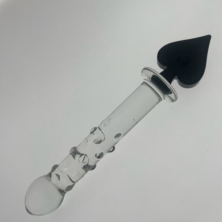 Plum blossom heart spade square crystal glass penis backyard sex female masturbator ice fire stick sex products