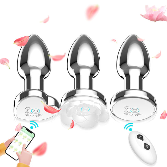 【APP Application】Metal luminous vibration backyard anal plug wireless remote control APP husband and wife products adult products