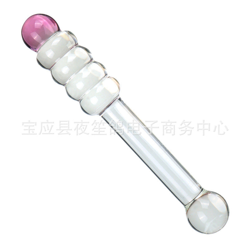 Four-ball blue dot wand adult sex products transparent glass penis couple flirting masturbation female orgasm