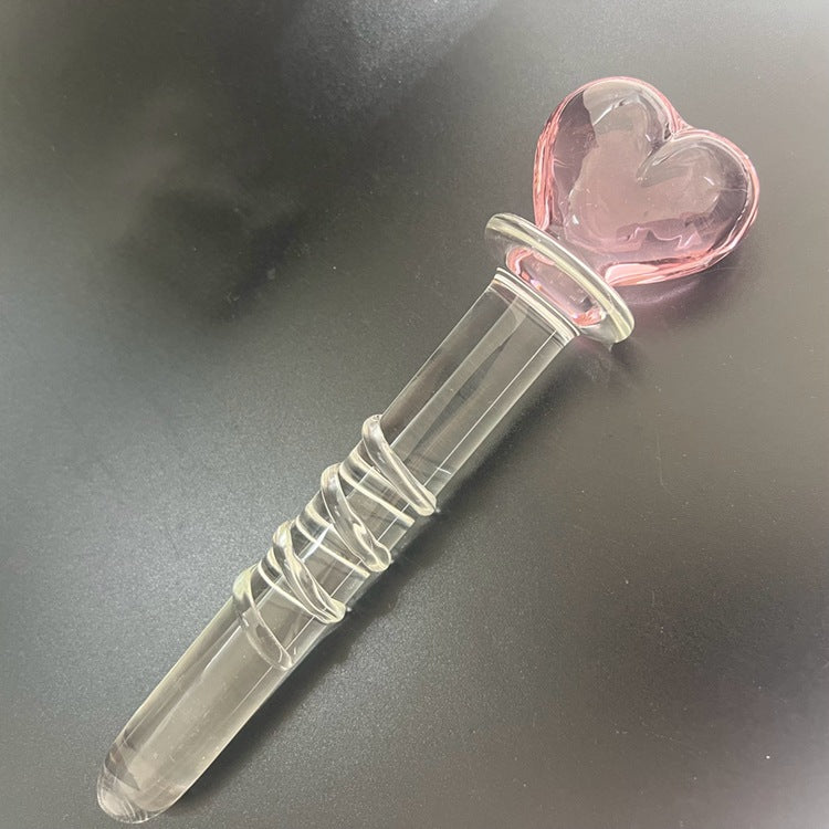 Plum blossom heart spade square crystal glass penis backyard sex female masturbator ice fire stick sex products
