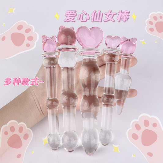 SM sex toy transparent crystal glass dildo massage stick penis masturbator cute styling adult products