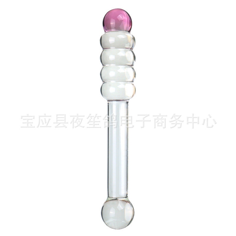 Four-ball blue dot wand adult sex products transparent glass penis couple flirting masturbation female orgasm