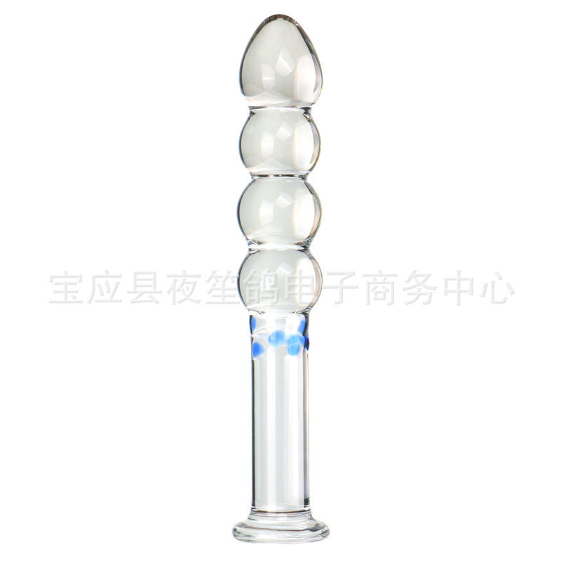 Four-ball blue dot wand adult sex products transparent glass penis couple flirting masturbation female orgasm