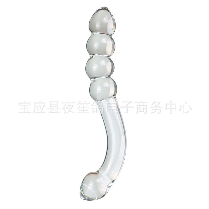 Four-ball blue dot wand adult sex products transparent glass penis couple flirting masturbation female orgasm