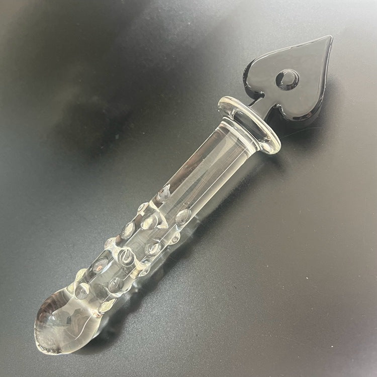 Plum blossom heart spade square crystal glass penis backyard sex female masturbator ice fire stick sex products