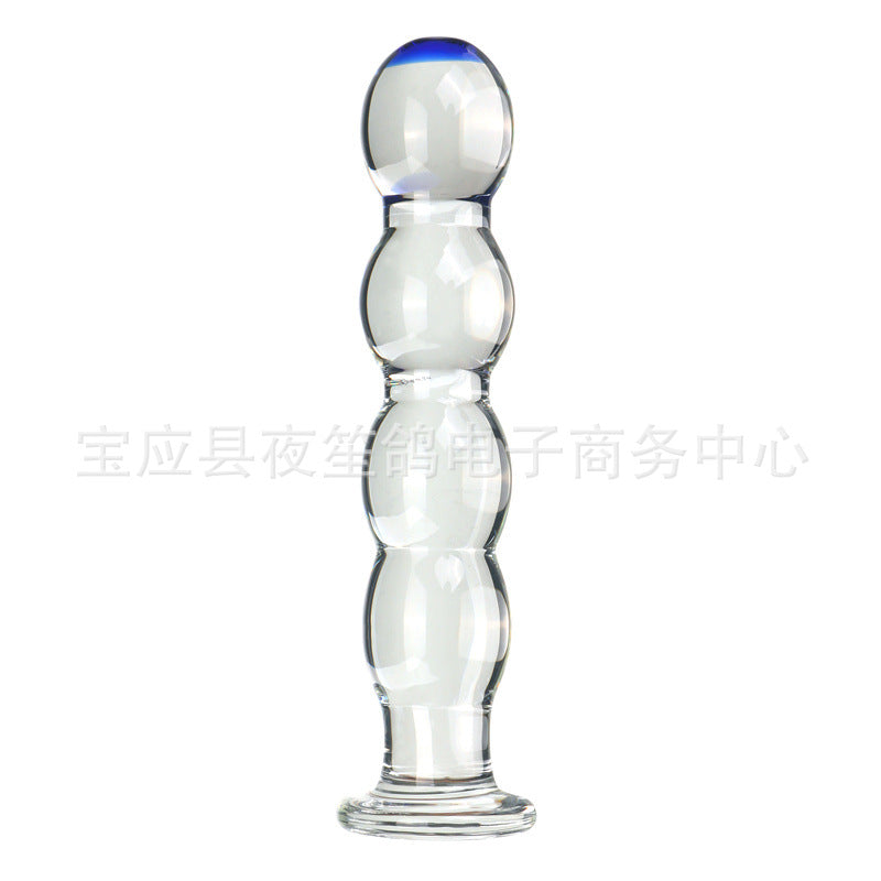 Four-ball blue dot wand adult sex products transparent glass penis couple flirting masturbation female orgasm