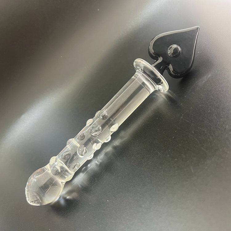 Plum blossom heart spade square crystal glass penis backyard sex female masturbator ice fire stick sex products