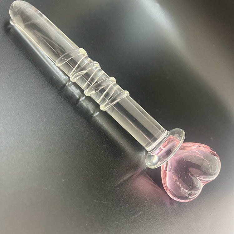 Plum blossom heart spade square crystal glass penis backyard sex female masturbator ice fire stick sex products