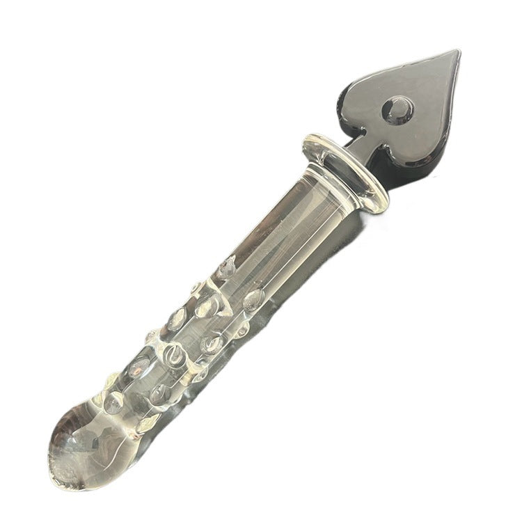 Plum blossom heart spade square crystal glass penis backyard sex female masturbator ice fire stick sex products