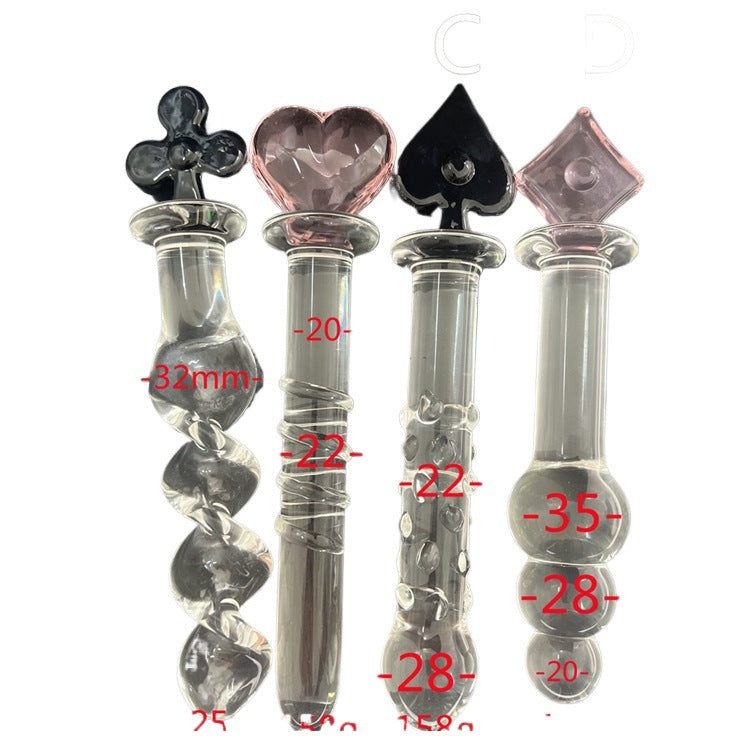 Plum blossom heart spade square crystal glass penis backyard sex female masturbator ice fire stick sex products